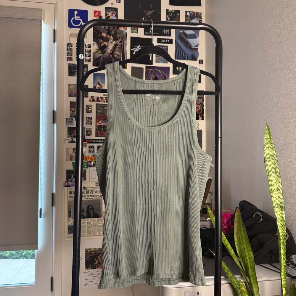 Aerie Ribbed Tank Top Size XL Green